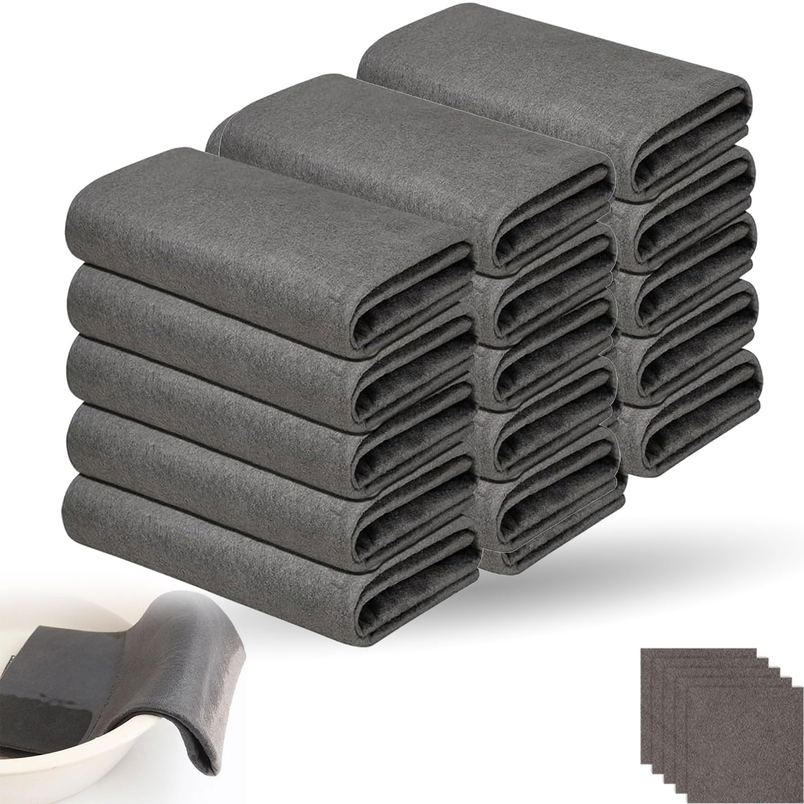 Generisch Thickened Magic Cleaning Cloth, 2026 Paño de limpieza mágico, paños de microfibra reutilizables, sin rayas, paños de limpieza mágicos para coches, cocina, vidrio (15 unidades (50 x 50 cm)