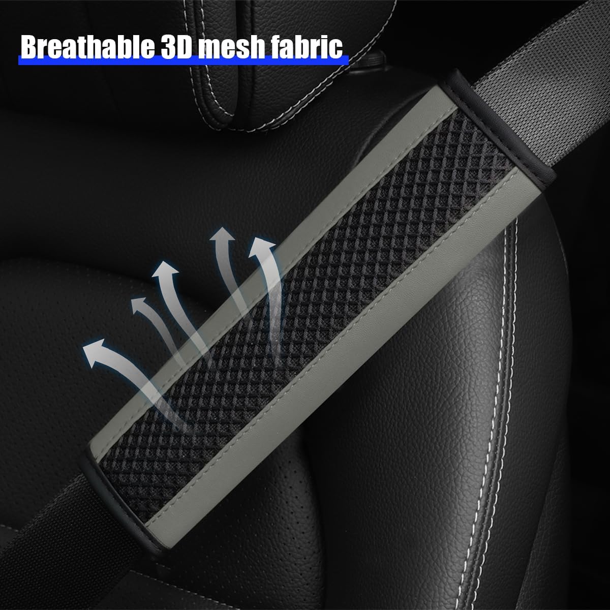Zpana Car Seat Belt Cover, 2PCS Soft Mesh Vehicle Seatbelt Strap Shoulder Pad for Comfortable Driving, Breathable Automobile Neck Protective Cushion Mat, Universal for Truck SUV Sedan (Grey)
