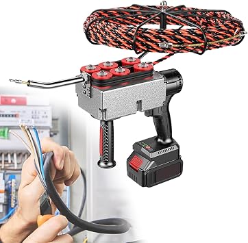 Wire Threading Tool, Cable Puller, Electrician Pull Hidden Wire Pipe Threader Automatic Threading Machine Dark Wire Electrical Wire Pulling Tool,25000mAh-1Battery