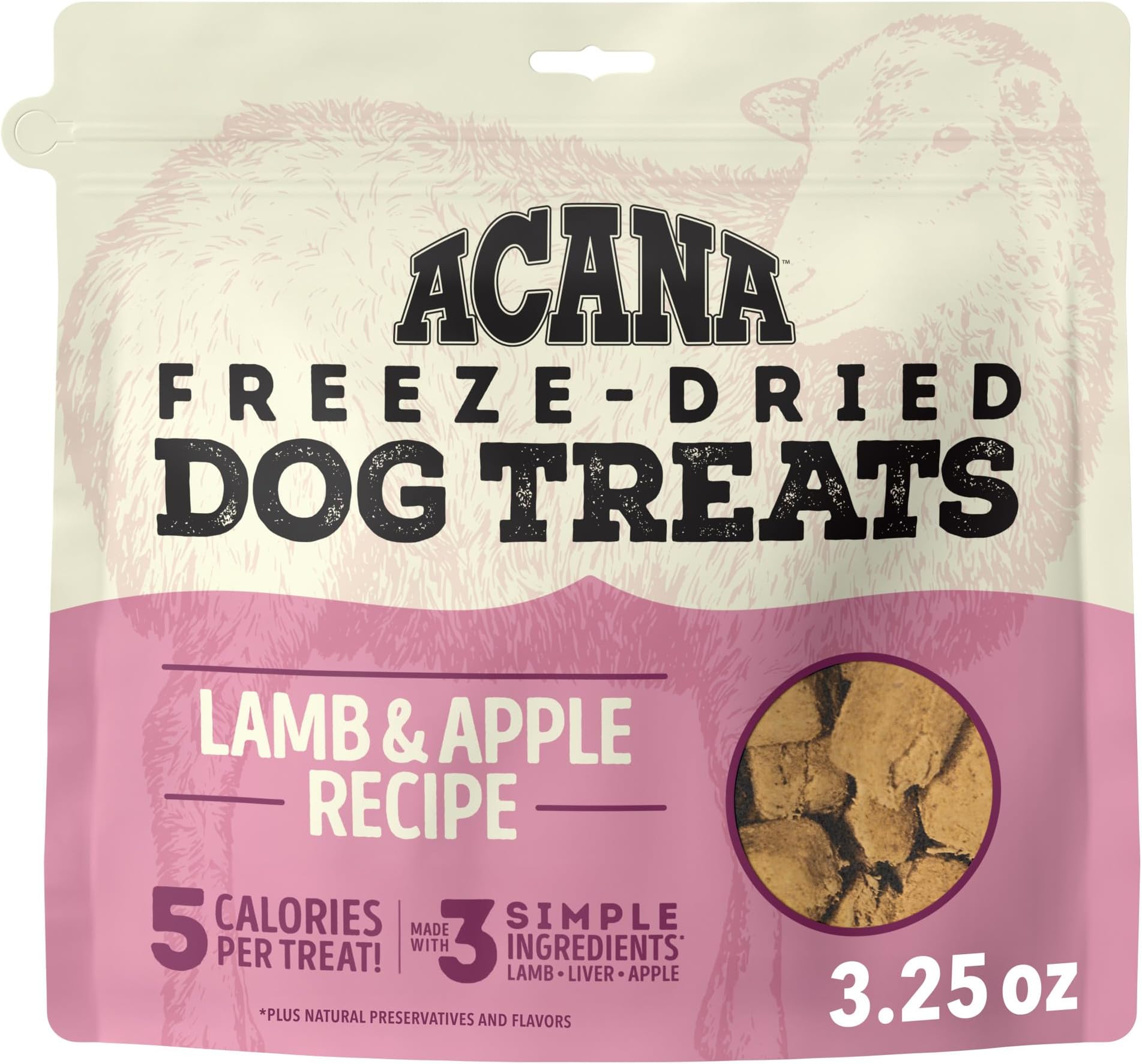 Singles Grain Free Dog Treats Limited Ingredients & Freeze-Dried Lamb & Apple Recipe 3.25oz Bag