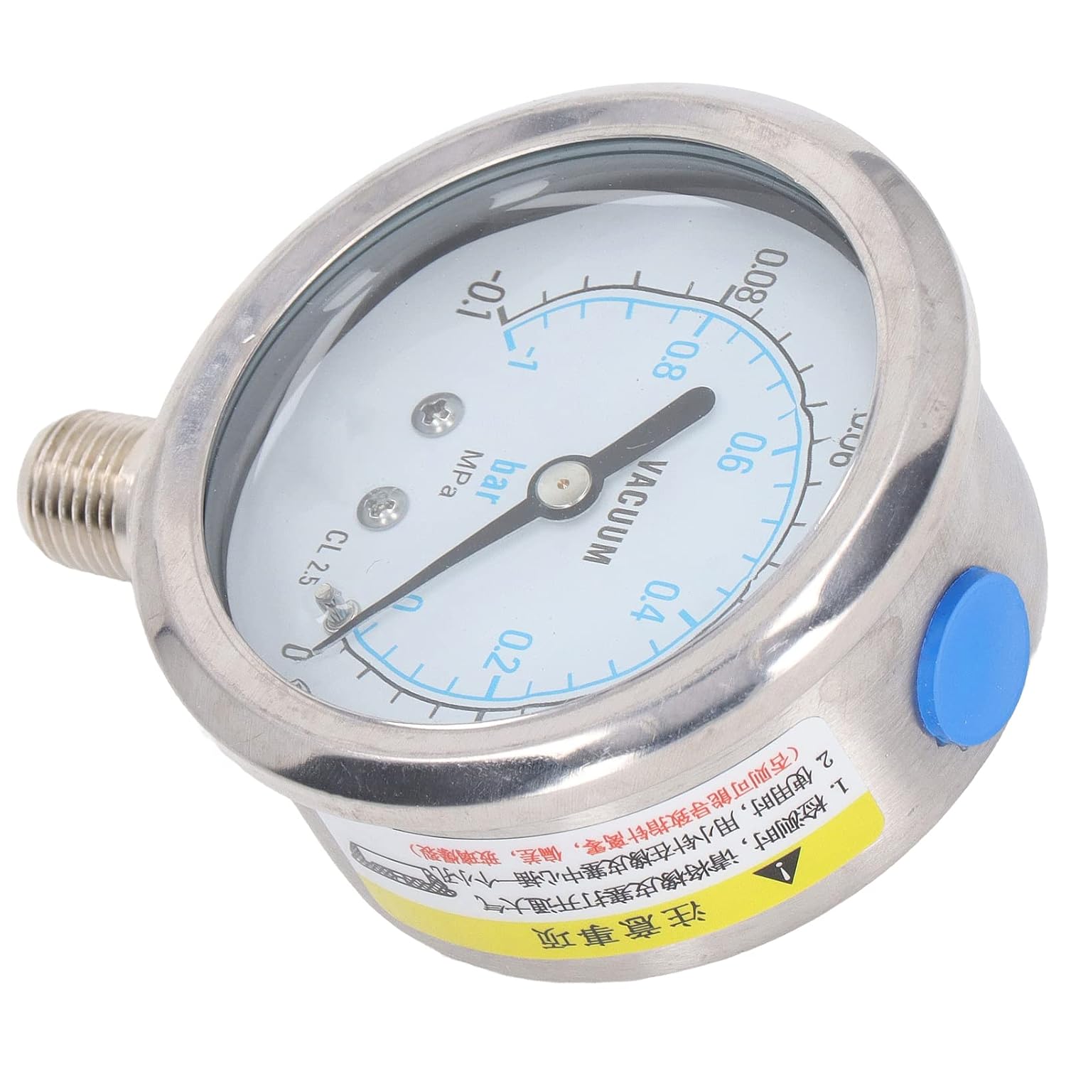 Garosa Vacuum Pressure, Stainless Steel Pressure Meter for Air Water Hydraulic Measurement -0.1 to 32 Psi (-0.1~0Mpa)