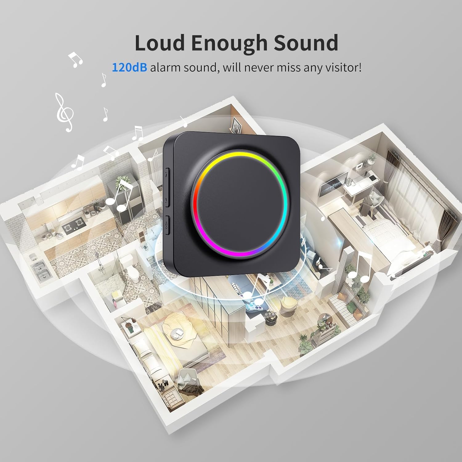 Door Chime, Door Chimes When Door Opens, Door Sensor Door Open Alarm with 600 FT Range, 32 Chimes 5 Adjustable Volume, Door Ringer Alert for Business/Home/Kids When Entering (2Receivers+1Sensor)