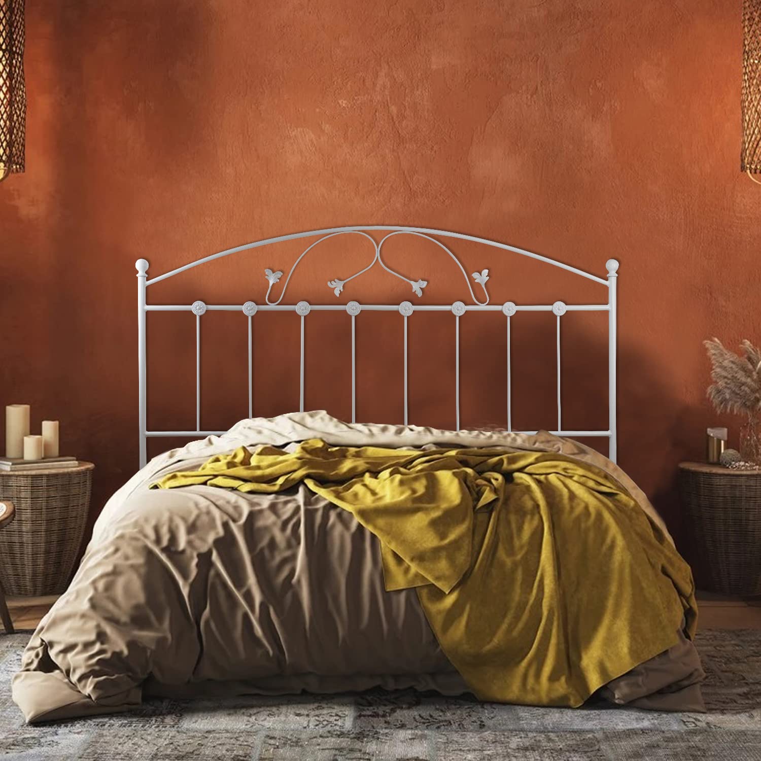 Genérico Cabecero de forja Modelo Montalbán, Hecho a Mano en Nuestros Talleres Andaluces. Disponible en Varias Medidas y Colores (para Cama de 90 cm, Black)