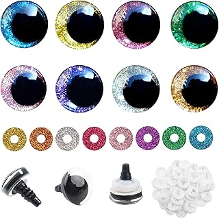 TOAOB 32 Parejas Ojos de Seguridad para Amigurumi 25 mm con Arandelas Brillante Ojos Manualidades de Plástico para Hacer Muñecas Tejer Animales Marioneta