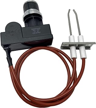 Ceramic Double Ignition Electrode Igniter Kit,Universal 2 Outlet Push Button Ignitor with 450 mm High Spark Plug Wire Fits for Catering Equipment Stove & Oven