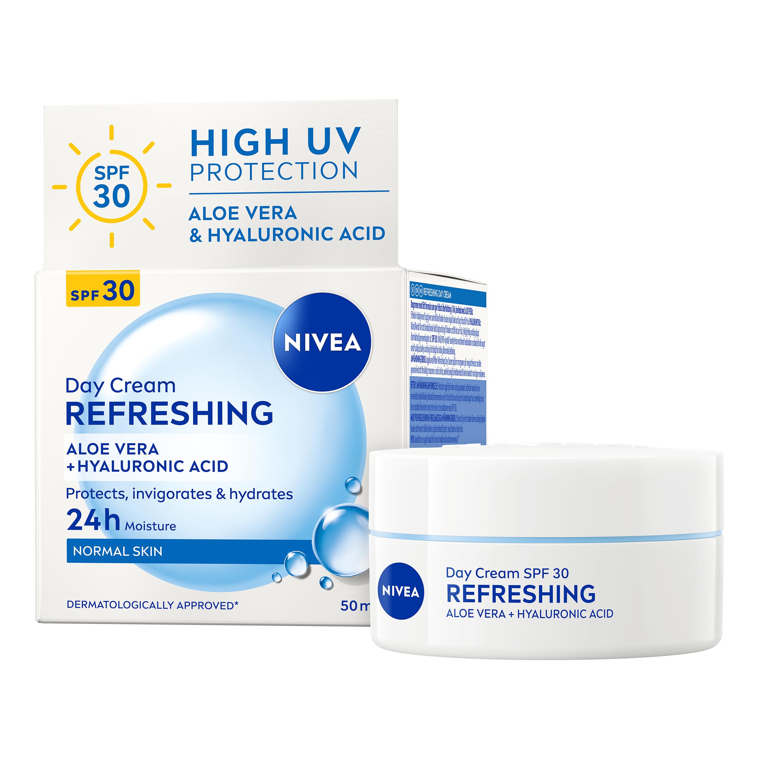 NIVEA Refreshing Day Cream (50ml), Day Cream for Women Provides 24 Hour Moisture, NIVEA Face Cream Enriched with Vitamin E and SPF 30 for Normal Skin