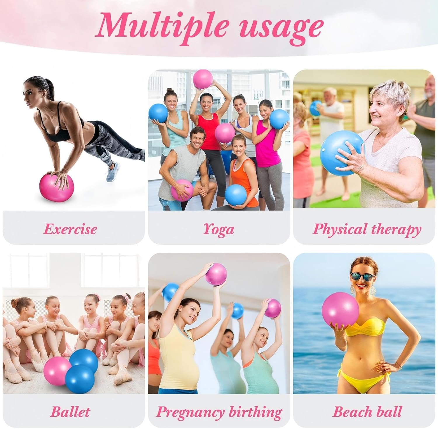 Aoriher 10 Pcs Small Exercise Pilates Ball Bulk 9 Inch Mini Yoga Balls Anti Burst and Slip for Stability Fitness Physical Therapy Stretching & Core Workout at Home Gym Office Class