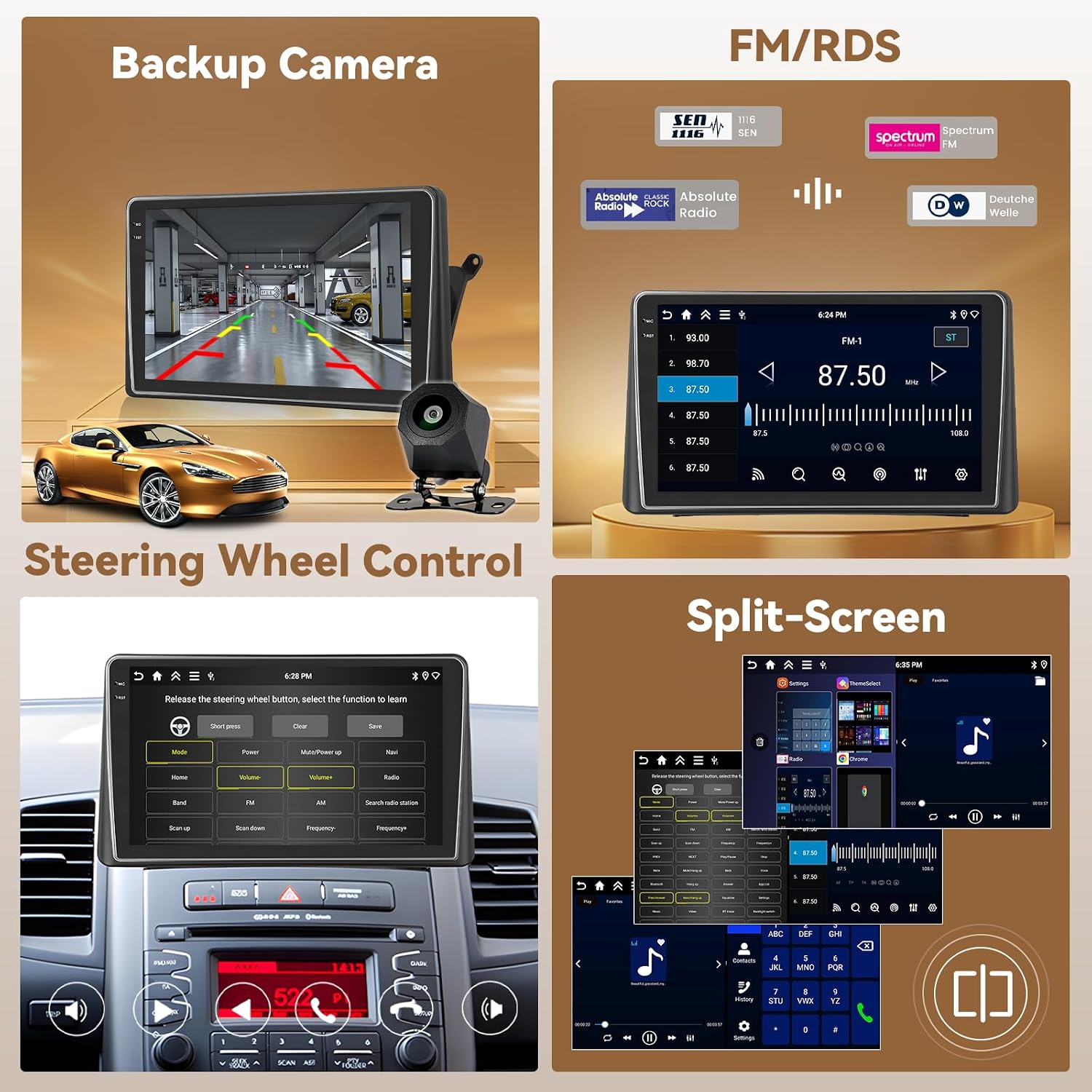 [4+128G] Android 15 Car Stereo for Kia Soul 2010 2011 2012 2013, Hikity 9'' in-Cell Touchscreen Soul Radio Wireless Carplay Android Auto 5G WiFi Bluetooth Mirror Link GPS SWC FM/RDS/EQ Backup Cam+Mic