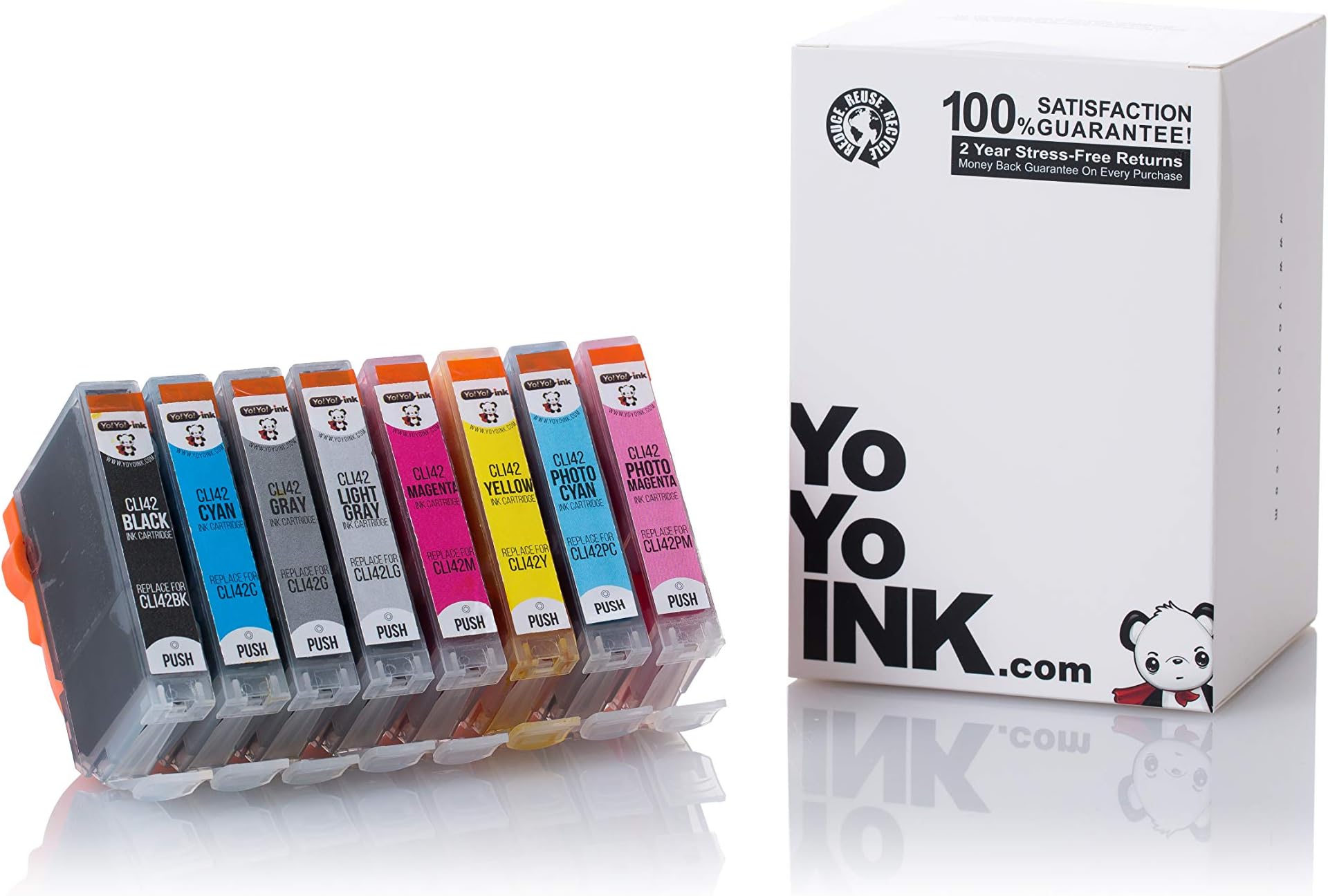 YoYoink Compatible Ink Cartridge Replacement for Canon CLI-42 8 PK Value Pack Ink CLI42 CLI 42 Use with Pixma Pro-100 Printer Pro 100 Pro100 High Yield Combo Pack