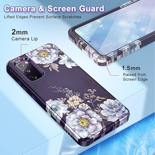 Miniatura 4 de Btscase Funda para Galaxy S20 FE 5G, patrón de mármol 3 en 1, resistente a prueba de golpes, cuerpo completo, policarbonato duro y suave protección