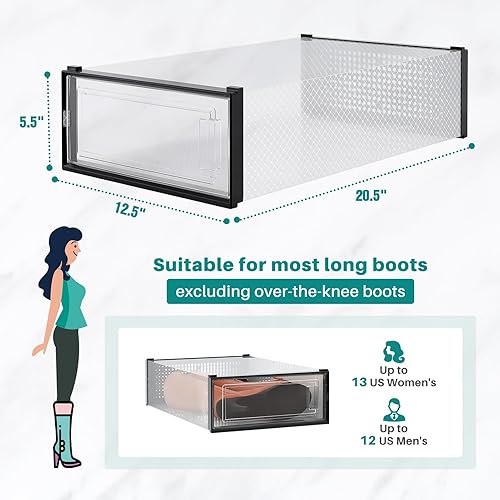 Miniatura 3 de PARANTA Caja de almacenamiento de 8 piezas para botas y zapatos, caja apilable de plástico transparente, organizador de zapatos que ahorra espacio