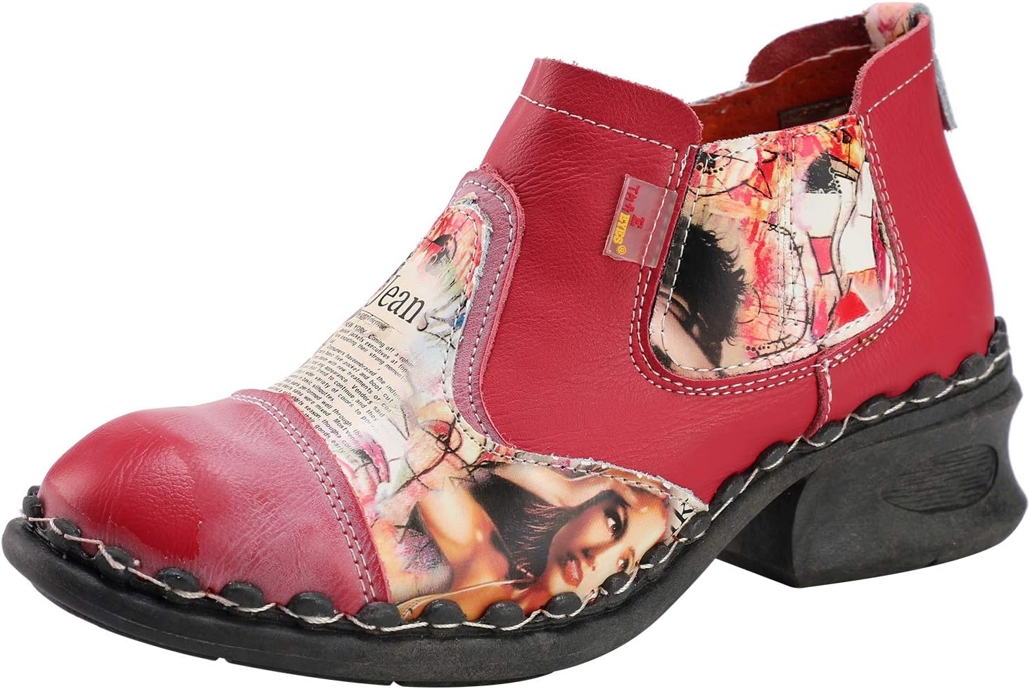 TMA EYES Women's Leather Ankle Booties Casual Shoes Pull on with Zipper for Outdoor