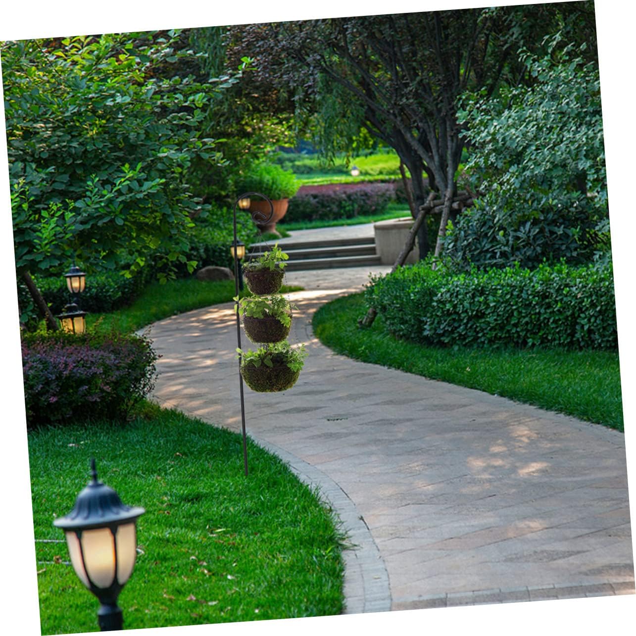 VICASKY 3pcs Outdoor Iron Garden Hooks for Bird Feeders Lanterns Courtyard Lights Rust-Resistant Metal Ground Stakes Sturdy Base
