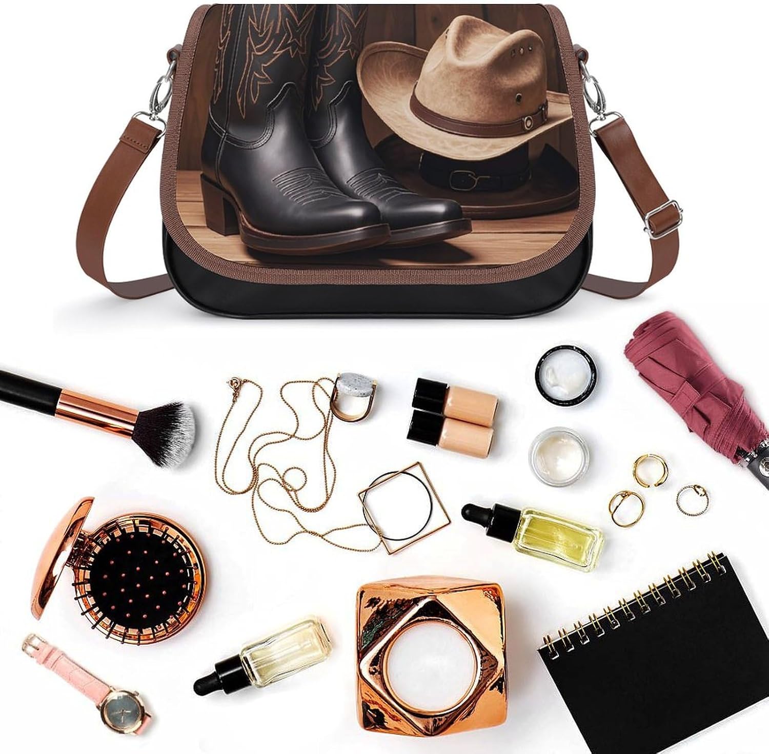 Black Hat Western Boots Sling Bag Crossbody Bag Shoulder Bag