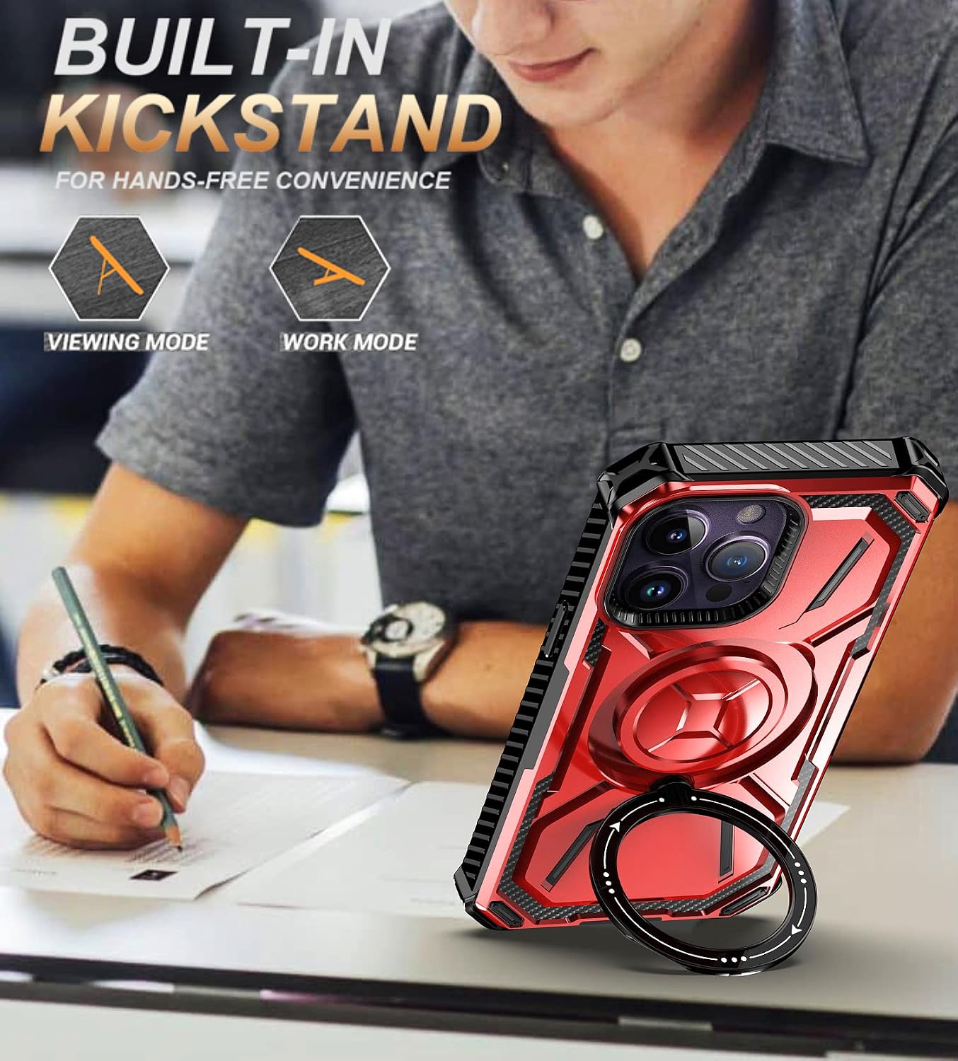 Magnetic Ring Holder for iPhone 11 Case with Belt Clip Holster [Compatible with MagSafe][Invisible Kickstand] Heavy Duty Hard Shockproof Armor Protector Case, Black