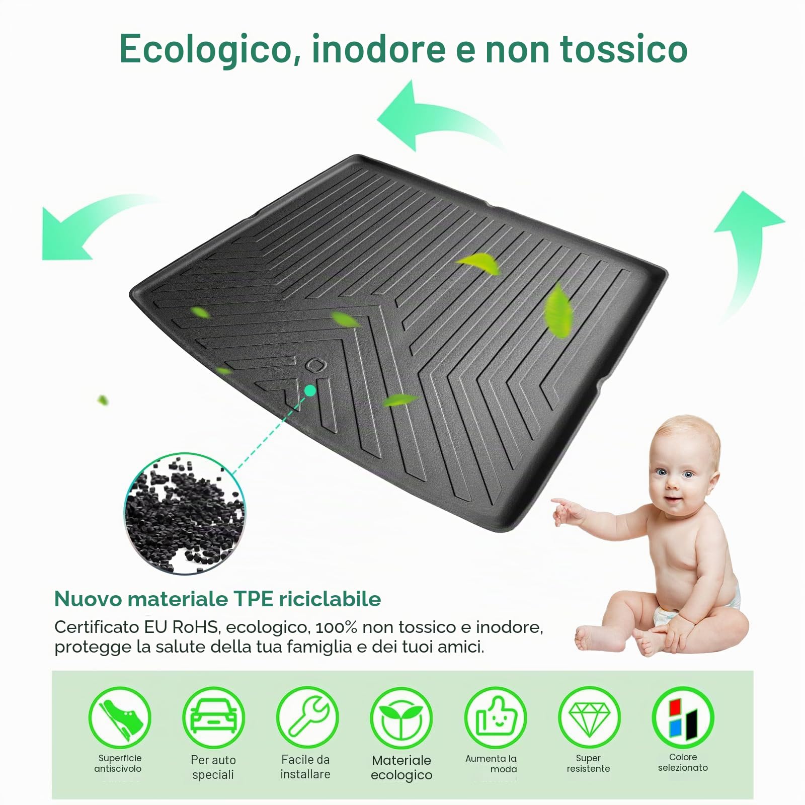 GAFAT MG 4 EV MG4 2023 2024 2025 Tappetino per Bagagliaio, Facile da Piegare, MG4 X Power Electric Tappetini in TPE Tutte le Condizioni Atmosferiche, Scansione Originale 3D, Bordo Alto [Superiore]
