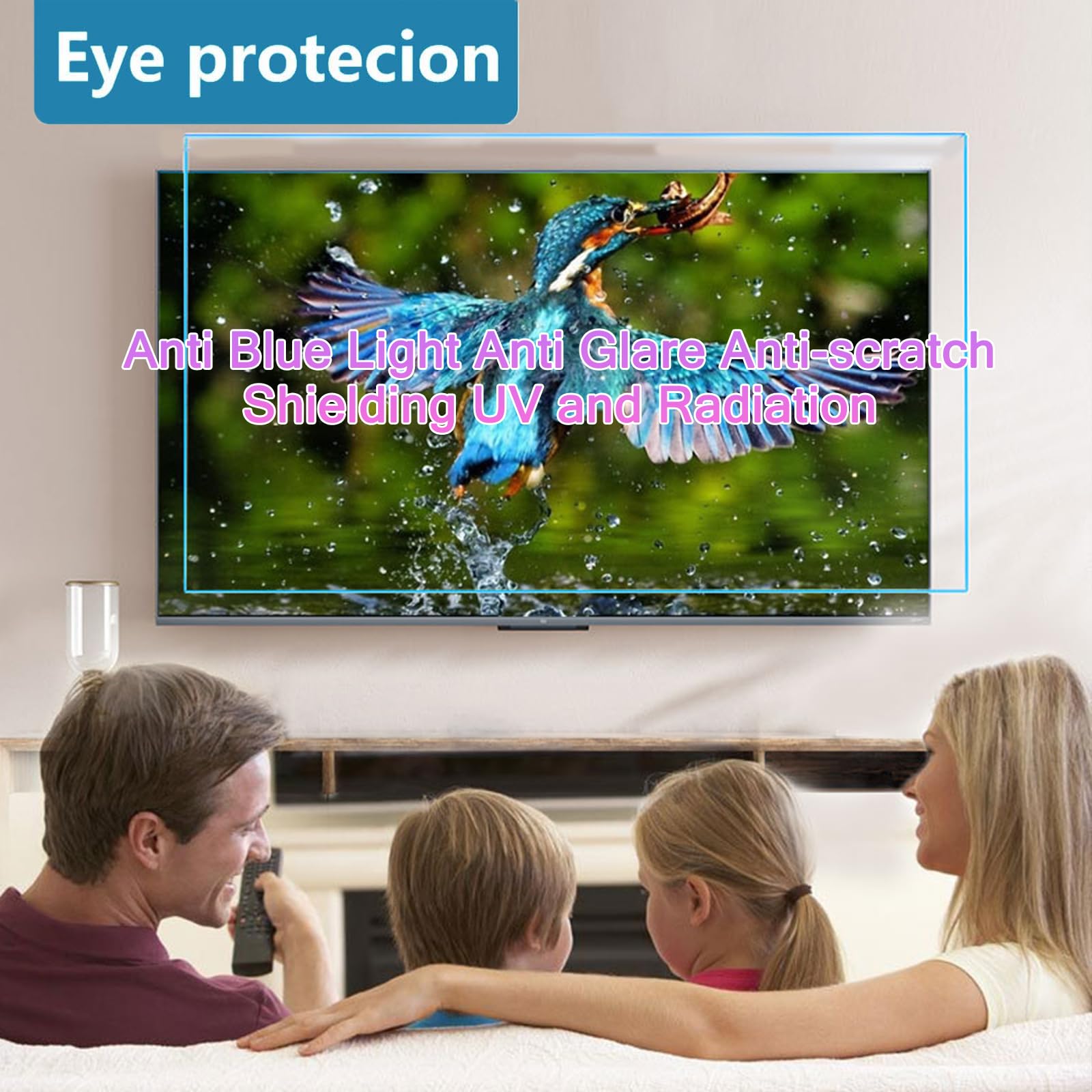 Protector de Pantalla de TV Anti luz Azul, película Anti-resplandamiento para Ojos de protección de película Anti UV de TV de 50-75 Pulgadas - sin lesión Anti-arañazos de Burbujas,52in(1161 * 661mm)