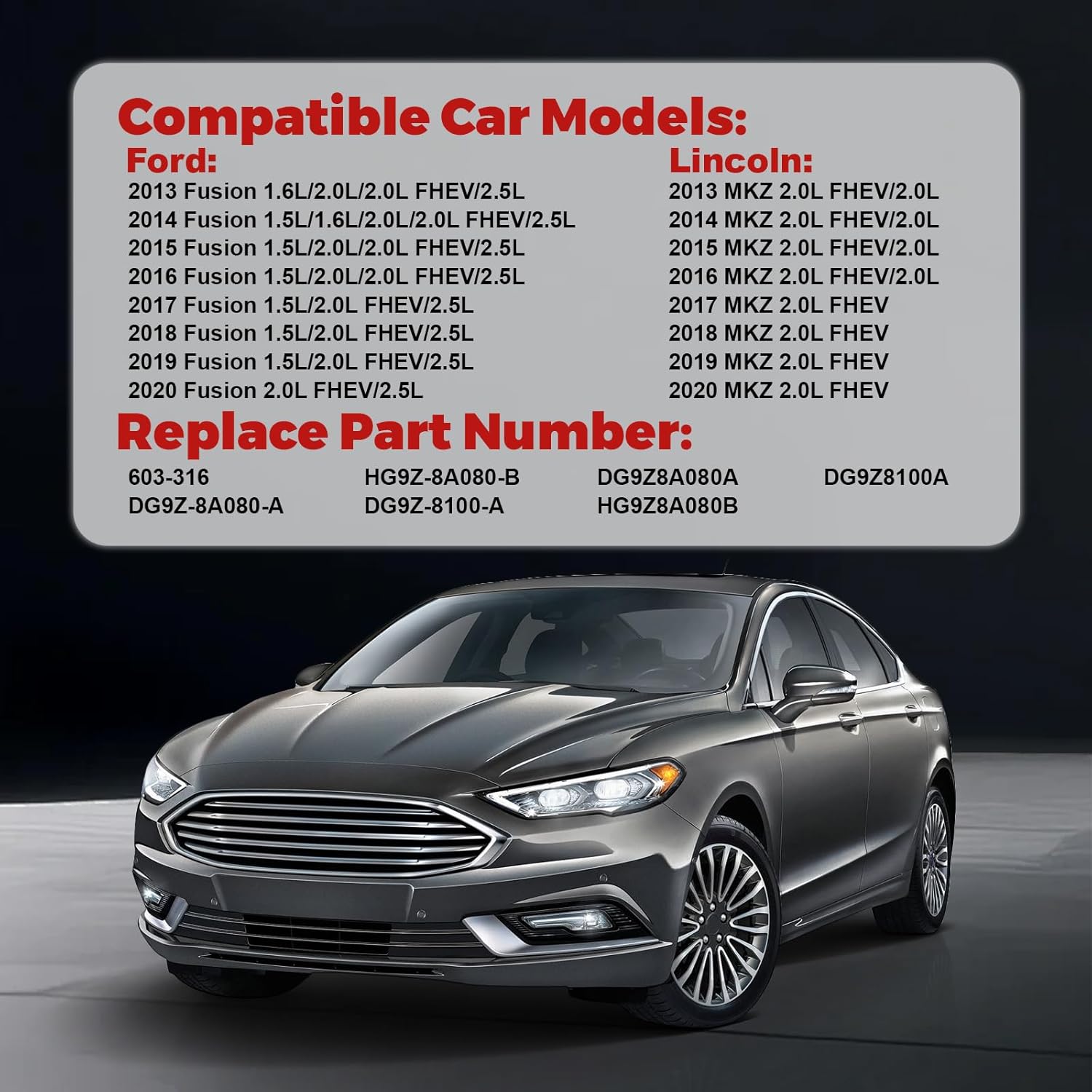 Coolant Reservoir Tank with Cap Compatible with Fusion MKZ 2013-2020 Replace 603-316 DG9Z-8A080-A, HG9Z-8A080-B, DG9Z-8100-A