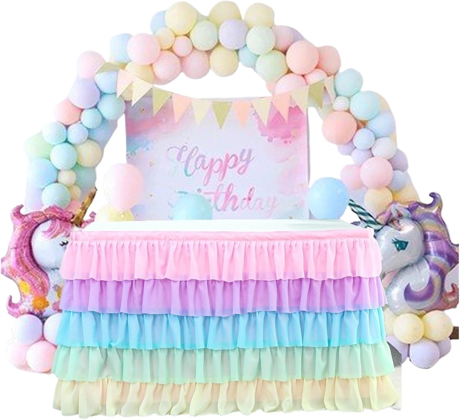 Party Table Skirt， Tablecloth Table Skirt Wedding Birthday Party Pleated for Wedding, Birthday, Party, Bar, Prom(Color 02)