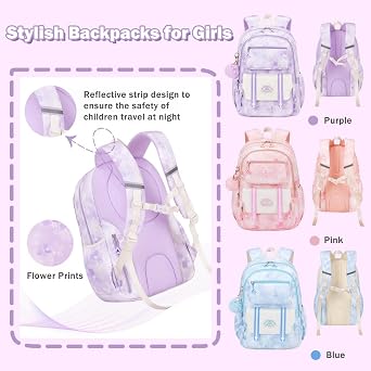 Girls Backpack,Kids Backpack for Girls,Cute School Backpack for Teen Girls Elementary Bookbag for School Multi Pocket