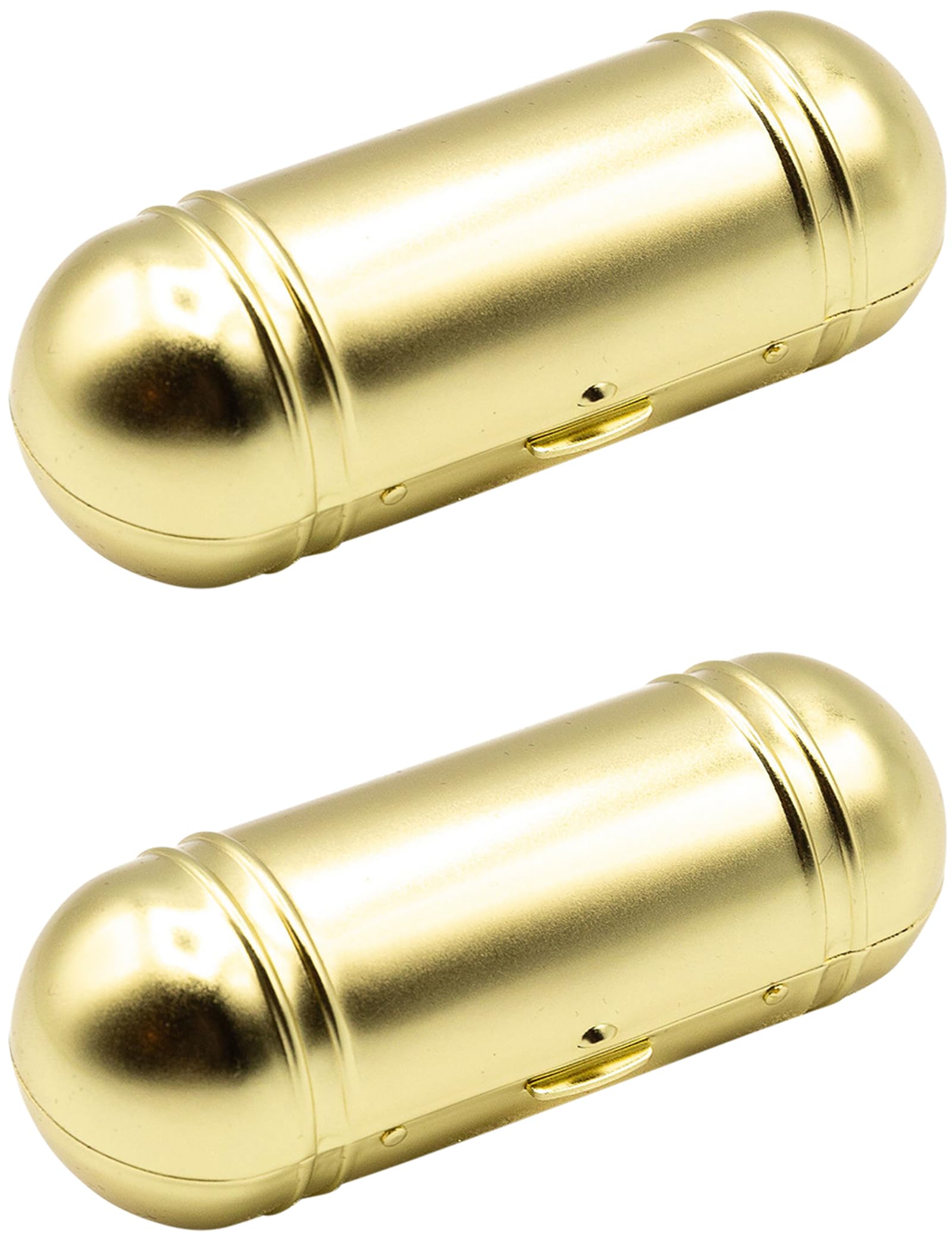 Stephanie Imports Set of 2 Capsule Shaped Lipstick Cases With Glass Mirror (Gold Bands)