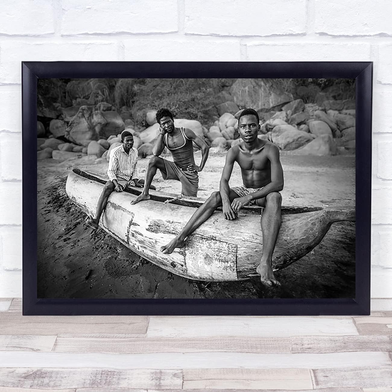 The Card Zoo Fishermen Canoe Africa Malawi People Boat Beach Attitude Wall Art Print