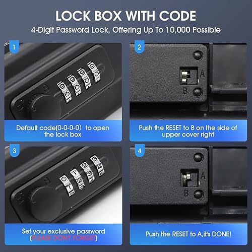 Miniatura 4 de Caja de bloqueo de playa, caja de seguridad de viaje con cadena extraíble, cajas de bloqueo con código, caja de seguridad portátil para viajes,