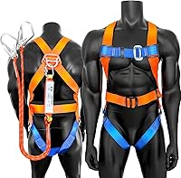 GLOROUSCHU Full Body Safety Harness with Internal Shock Absorbing Lanyard - OSHA/ANSI Compliant Fall Protection, ASTM F1774 Certified (Orange)