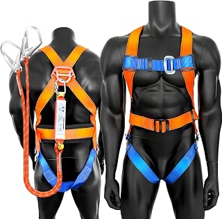 GLOROUSCHU Full Body Safety Harness with Internal Shock Absorbing Lanyard - OSHA/ANSI Compliant Fall Protection, ASTM F1774 Certified (Orange)