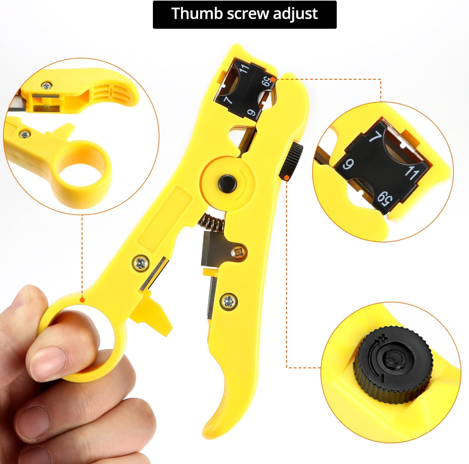 Coax Cable Stripper with thumb screw adjustment