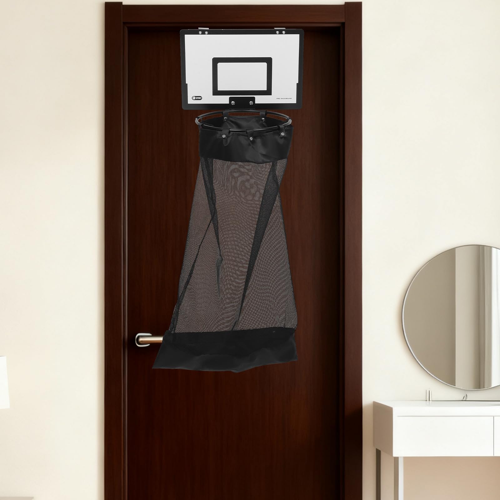 Basketball Wäschekorb für Tür, Platzsparend, Schwarz