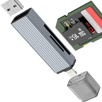 Digital Camera SD Card Reader for Iphone 14 13 Pro Plus 3in1 Lightning to USB Adapter Memory Accessories Micro SD Female Cord Cable Double Connection Disk Flash Drive Keyboard Slot for Ipad Air Mini