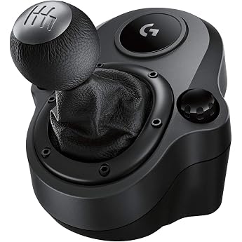 Logitech Driving Force shift lever, 6 gears with H-pattern, shift knob made of real leather and steel, integrated mounting br