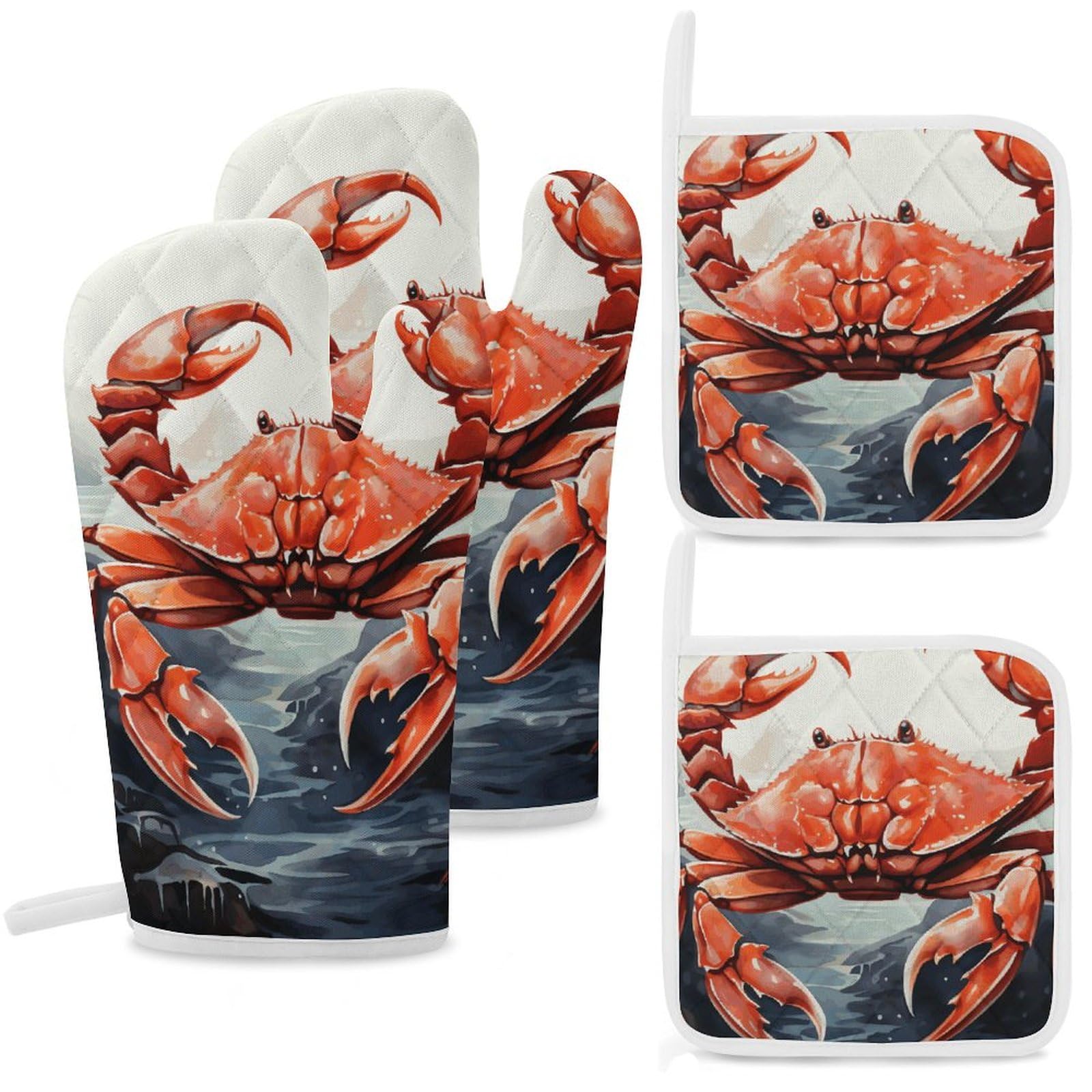 Gants de cuisine et maniques crabe rouge à isolation thermique supérieure