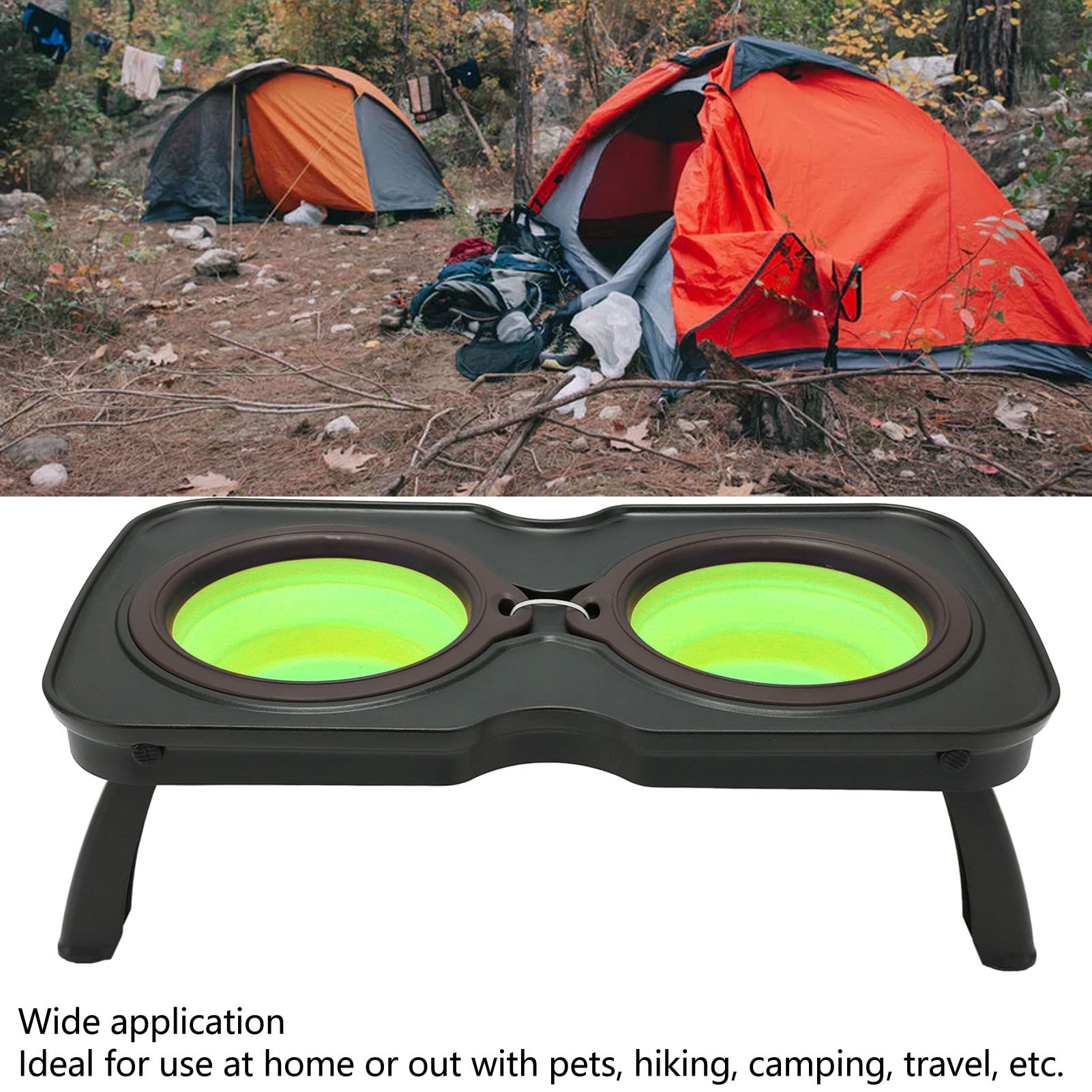 Gamelle pliante pour chien - Portable - Double pliable - Convient pour une utilisation à la maison ou en sortie, en randonnée, en camping, en voyage avec des animaux de compagnie, etc - Taille S