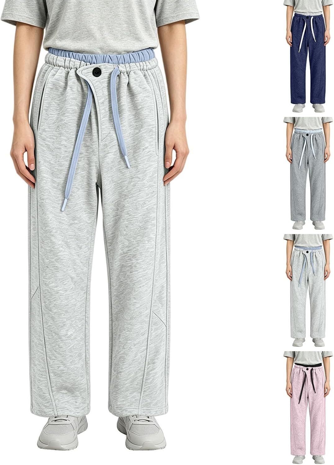 Girls Baggy Sweatpants Wide Leg Elastic High Waist Casual Athletic Joggers Drawstring Straight Yoga Gym Y2k Sweat Pants