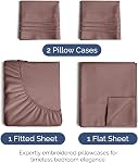 Queen Taille 4 Ensemble de feuilles de pièces - Extra doux, respirant & Feuilles de refroidissement - Luxury Hotel Draps durables pour les femmes & Hommes - Poches profondes, facile à installer & Feuilles sans rides - Ensemble de draps Clay Oeko-Tex