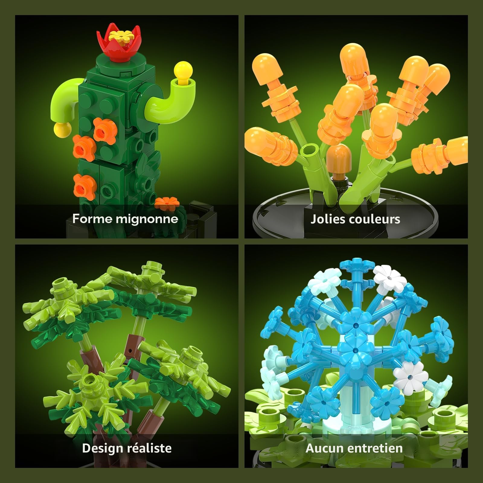 Kit Construction JMBricklayer Succulentes – 12 Variétés, Décoration Intérieur Sans Entretien, Dès 8 Ans