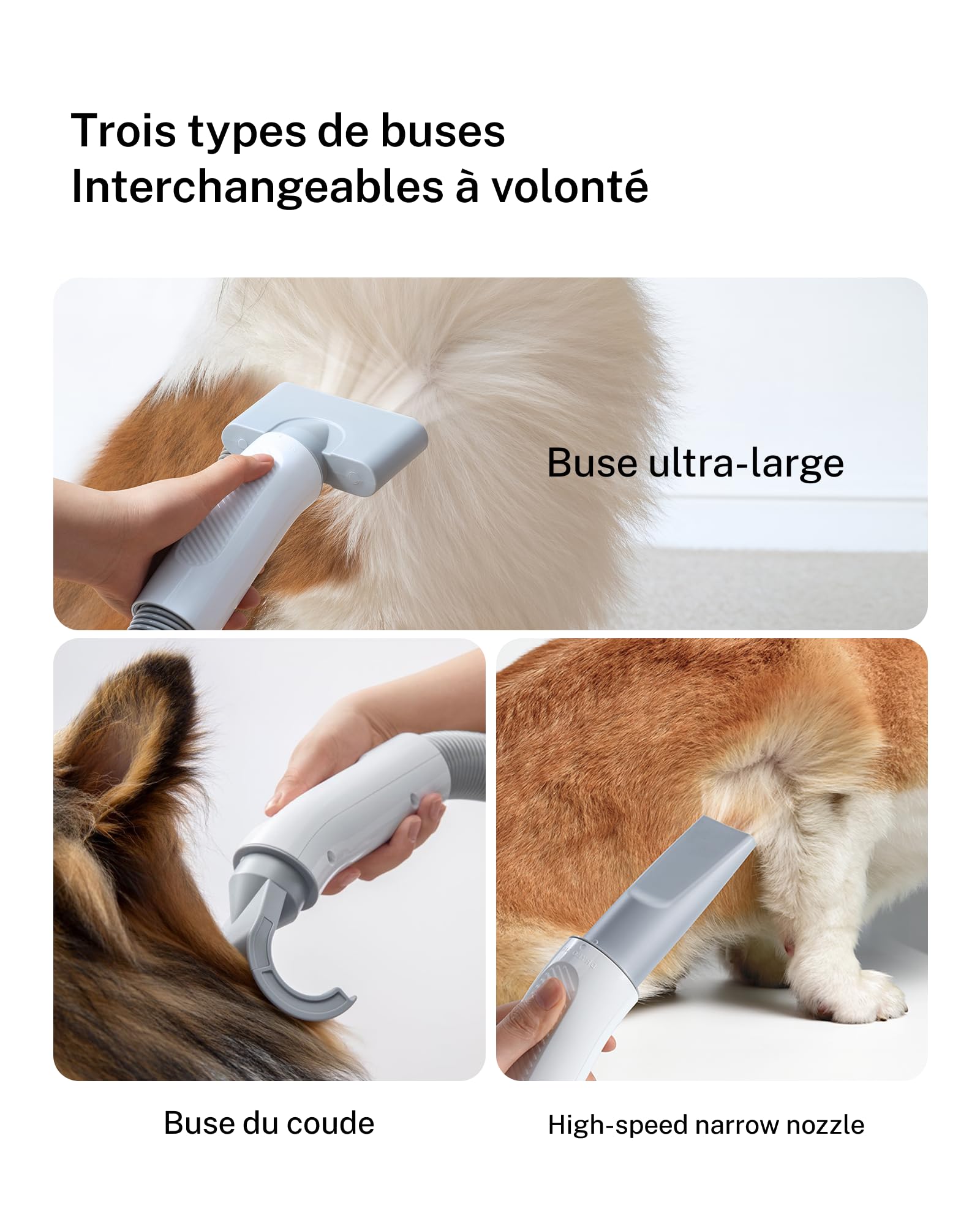 HomeRunPet Pulseur pour Chien 43dB Silencieux, 268mph, Aspirateur Poil de Chien 99 Vitesse et 3 Température réglable, Sèche Cheveux Professionnel pour Chien avec 3 Buses