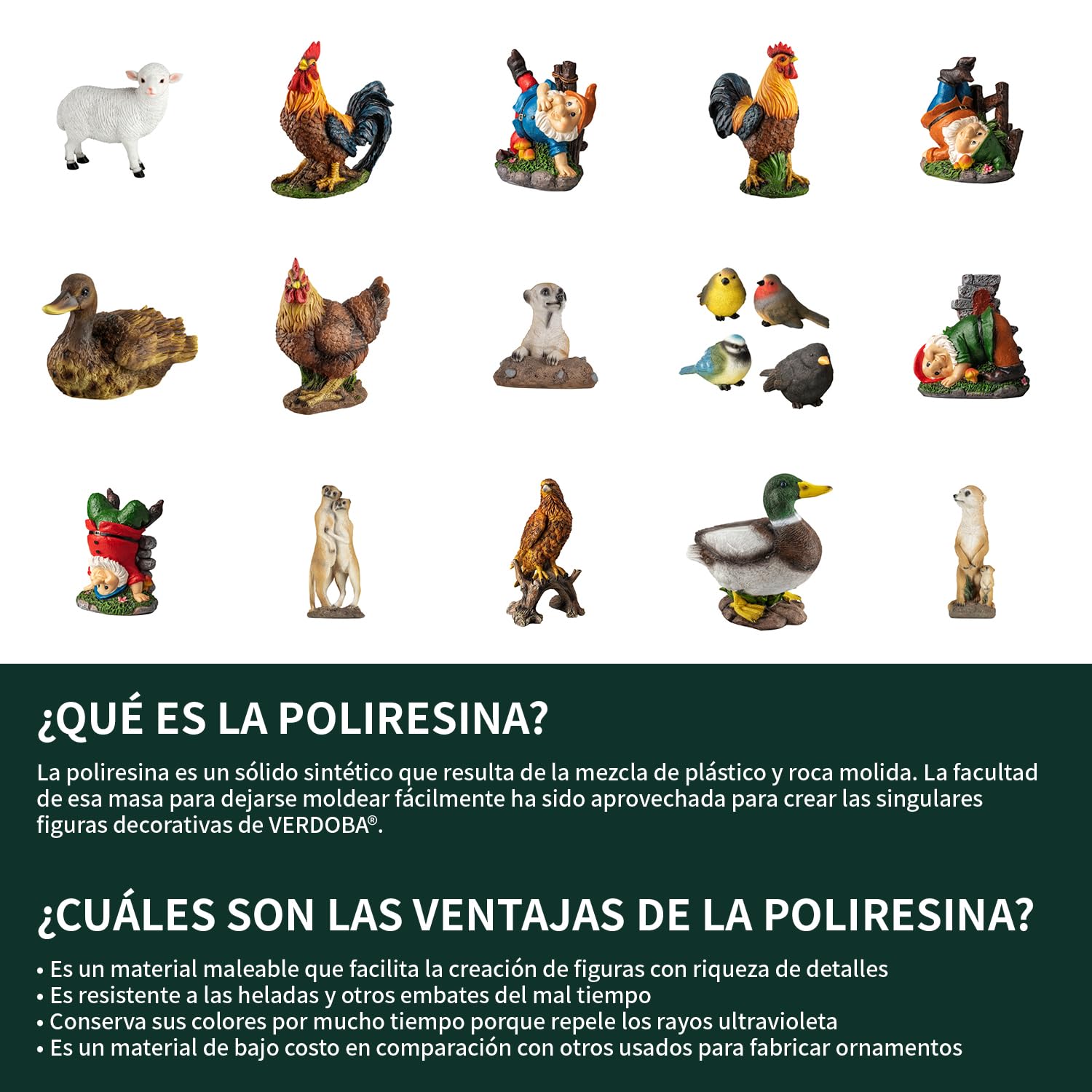 VERDOBA Figura para jardín tamaño Real (gallina marrón con Dos Pollos Amarillos). Decoración para Exterior. Escultura de Piedra con Forma de Animal.
