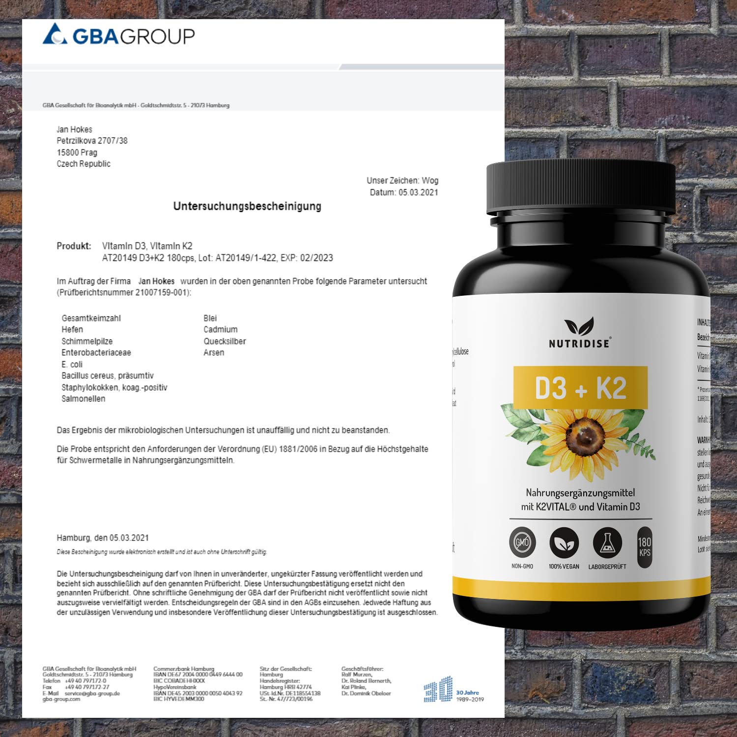 Vitamin D3 + K2 Kapseln – 1000 IE D3 + 100 µg K2VITAL MK7 99,99% Trans-Form – optimales D3 / K2 Verhältnis - hochdosiert, laborgeprüft - 180 Kapseln (Packung mit 2)