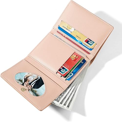 Miniatura 4 de Billetera pequeña para mujer, diseño de oso de dibujos animados, triple pliegue, pequeña y delgada, 2-Bear Black, Bonito, triple, pequeño