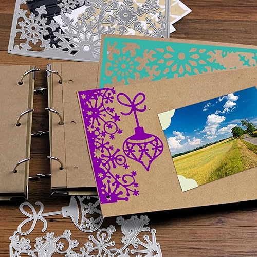 Miniatura 9 de 2 troqueles para hacer tarjetas de Navidad, troqueles de metal AFUNTA copo de nieve, troqueles de corte de farol de Navidad, plantillas en relieve