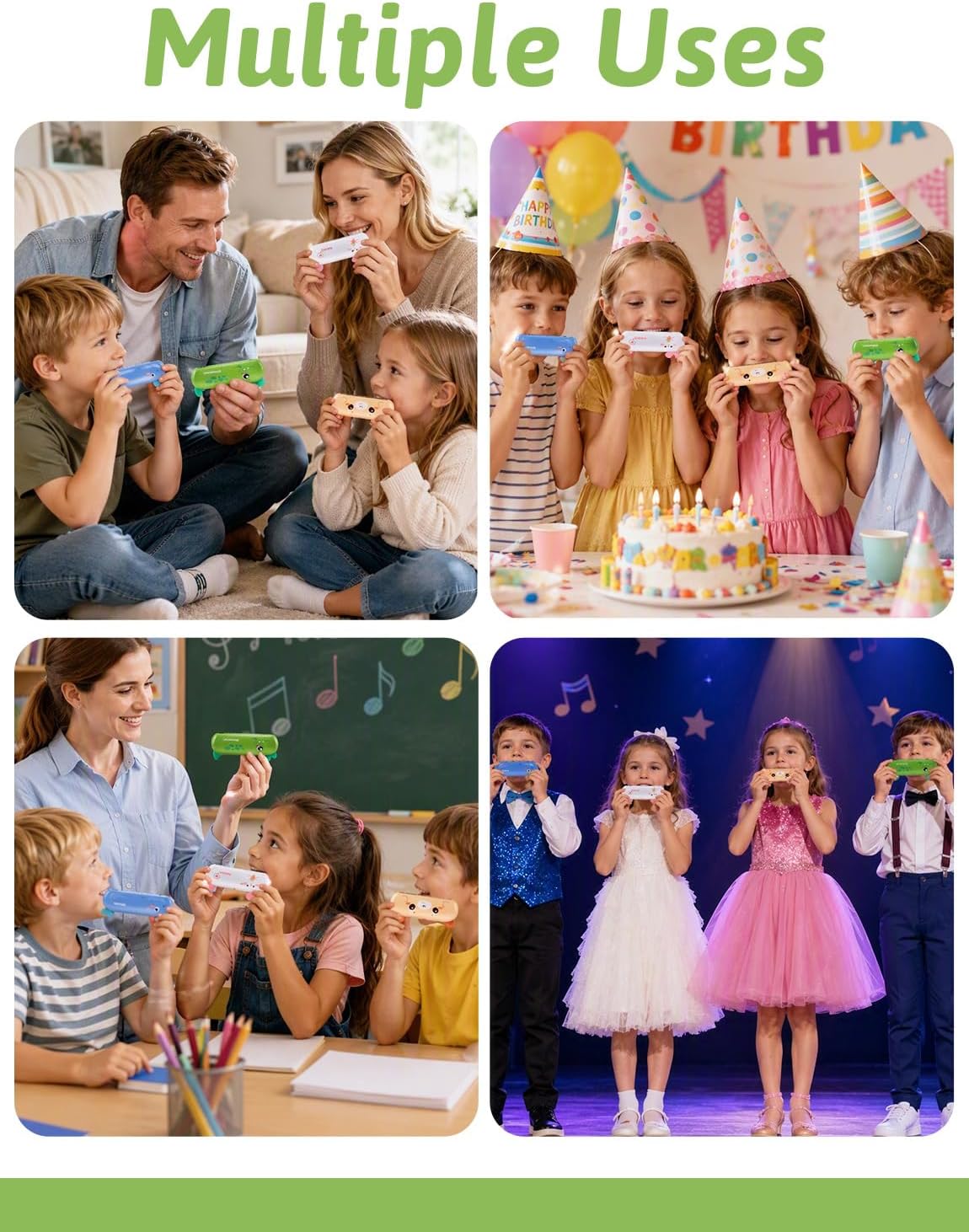 4 Styles Harmonica for Kids Double Row 16 Holes Harmonicas | 6.5in, Lightweight Kids Harmonica, Christmas Gift, Party Favors, for Adult Beginners, Musical Instrument Toy