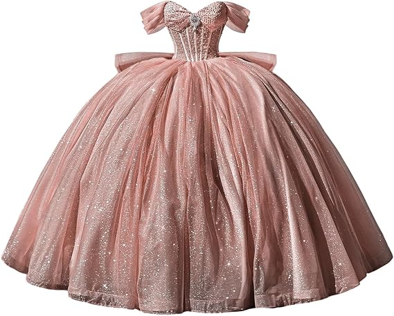 Beaded Quinceanera Dress Glitter Tulle Sweet 15 Ecuador