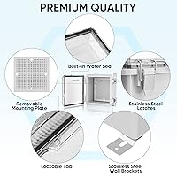 Vista 4 de TICONN - Caja de conexiones eléctricas impermeable IP67, recinto de plástico ABS con tapa con bisagras con placa de montaje, soportes de pared