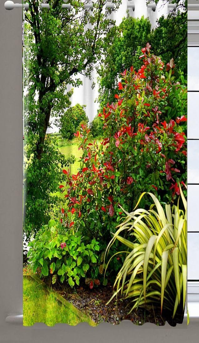 3D Digital Printed Polyester Bedroom, Living Room, Dining Room Curtain for Pack of 1 (Green Forest, Door 4 * 7Ft)-image-42