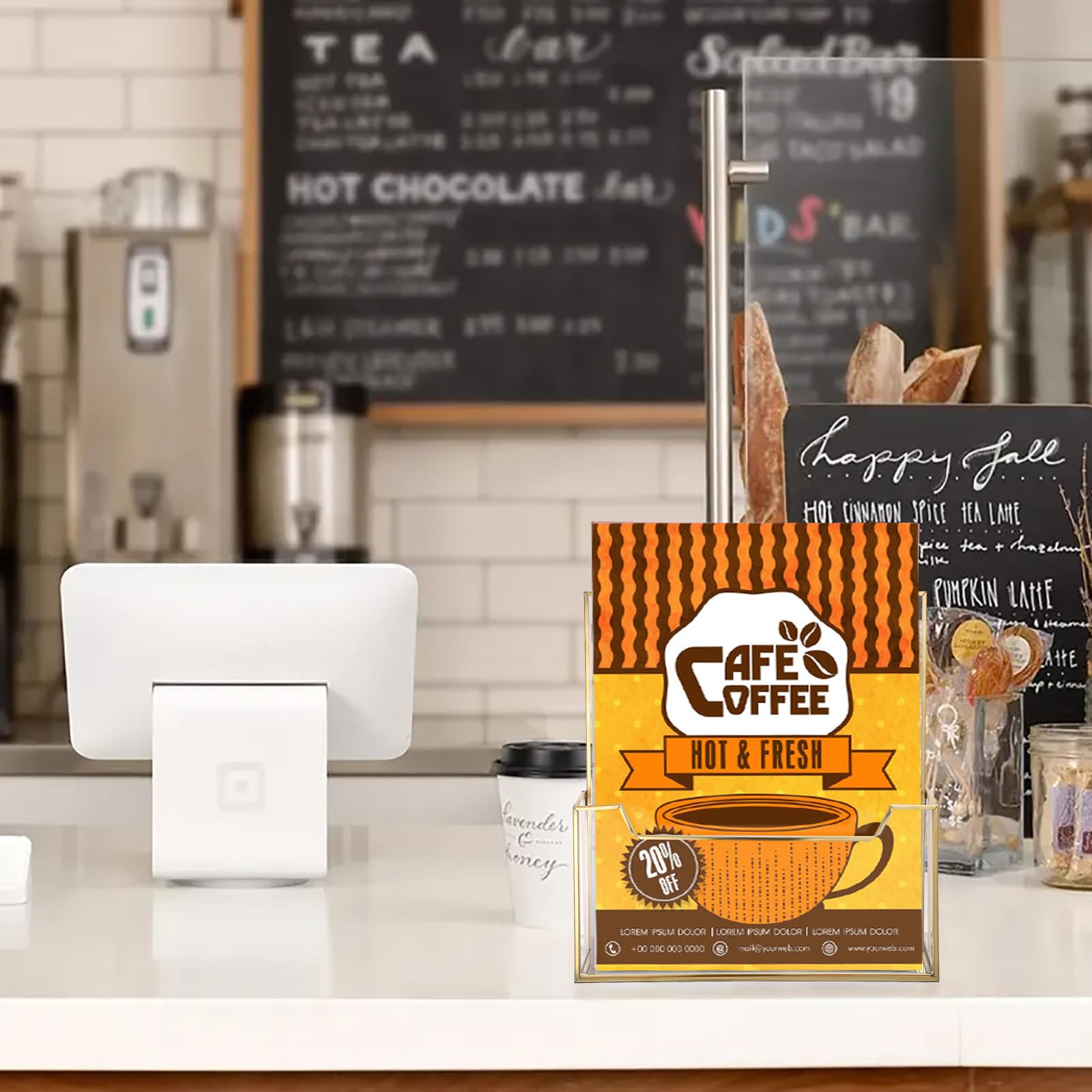 SUTree Gold Etal Glass Brochure Holder Stand With Business Card - View #6