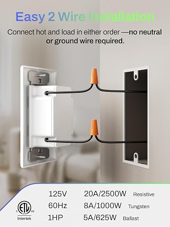 BN-LINK 60 Min Bathroom Fan Timer Switch for Lights Exhaust Fan, No Neutral