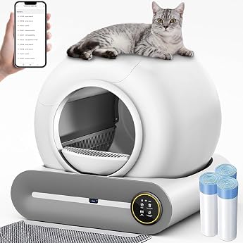 Self-Cleaning Cat Litter Tray Cat Litter Tray Self-Cleaning Large 65L + 9L Electric Cat Litter Tray XXL App Control Low Entry Automatic Cat Litter Tray for Multiple Cats